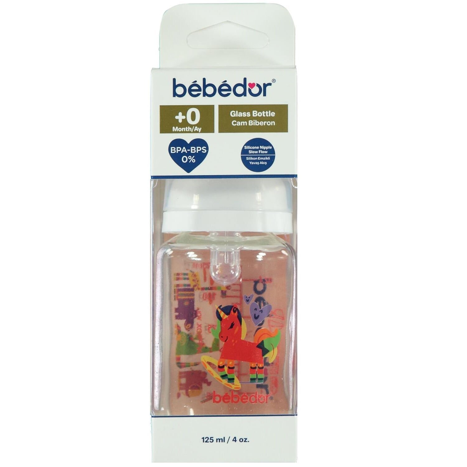 Bebedor Sevimli At Desenli Cam Biberon 0+ Ay 125 ml