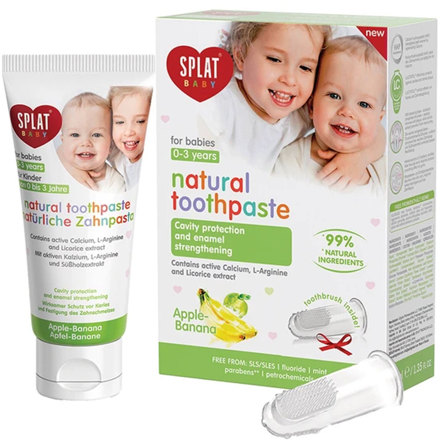 Splat Baby 0-3 Yaş Arasi Elma Muz Tadinda Diş Macunu 40 ml + Silikon Parmak Fırça