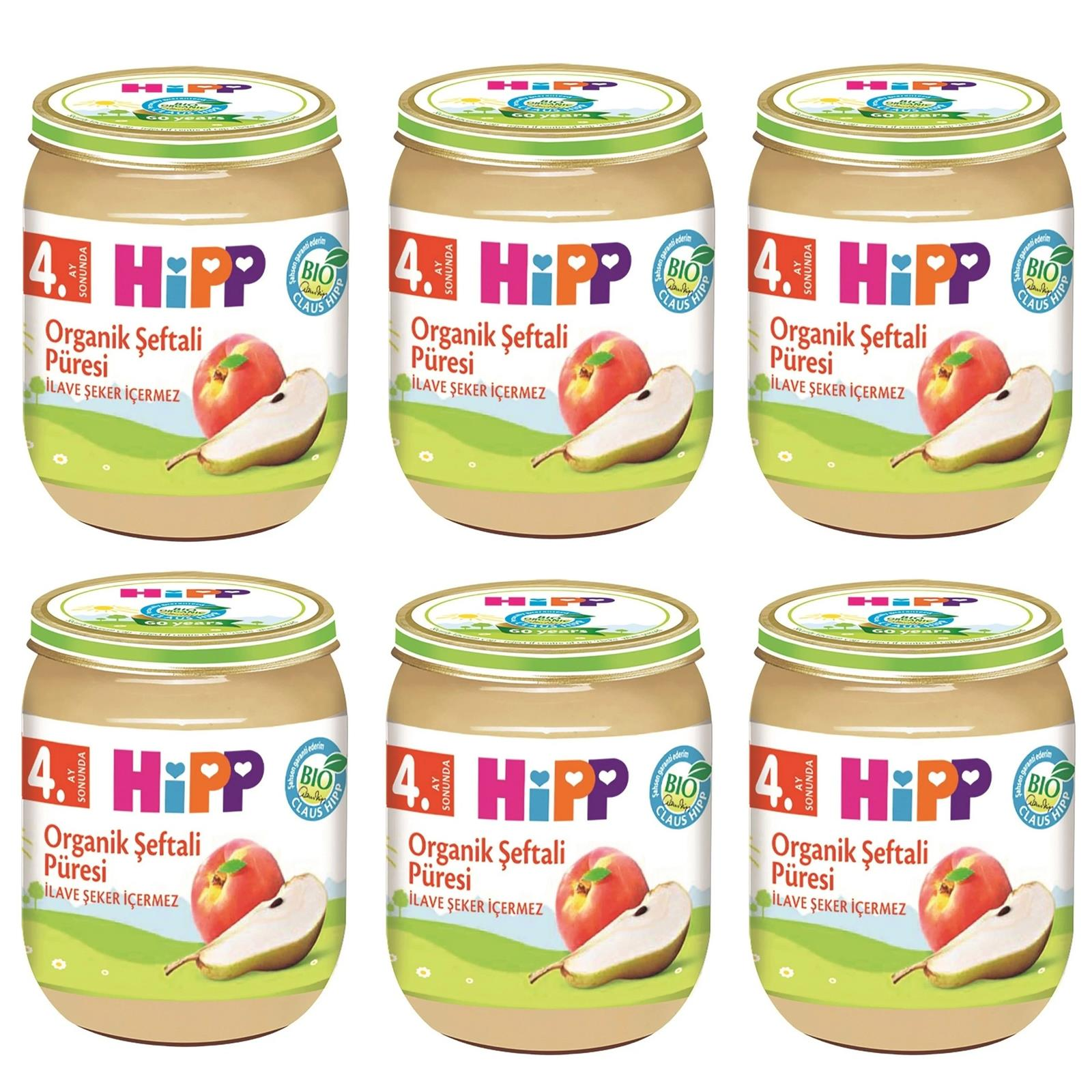 Hipp Kavanoz Maması Organik Şeftali Püresi 125 gr 6 ADET