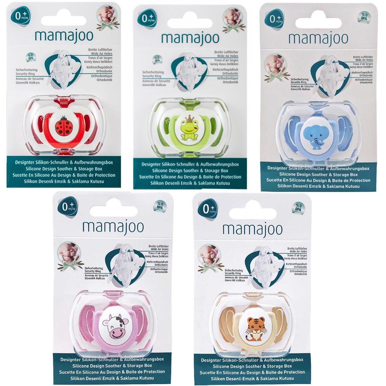 Mamajoo Saklama Kutulu Desenli Ortodontik Silikon Emzik 0+Ay