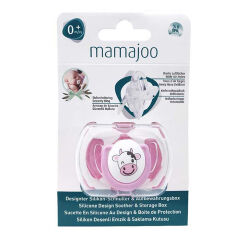 Mamajoo Saklama Kutulu Desenli Ortodontik Silikon Emzik 0+Ay Kırmızı