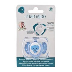 Mamajoo Saklama Kutulu Desenli Ortodontik Silikon Emzik 0+Ay Mavi