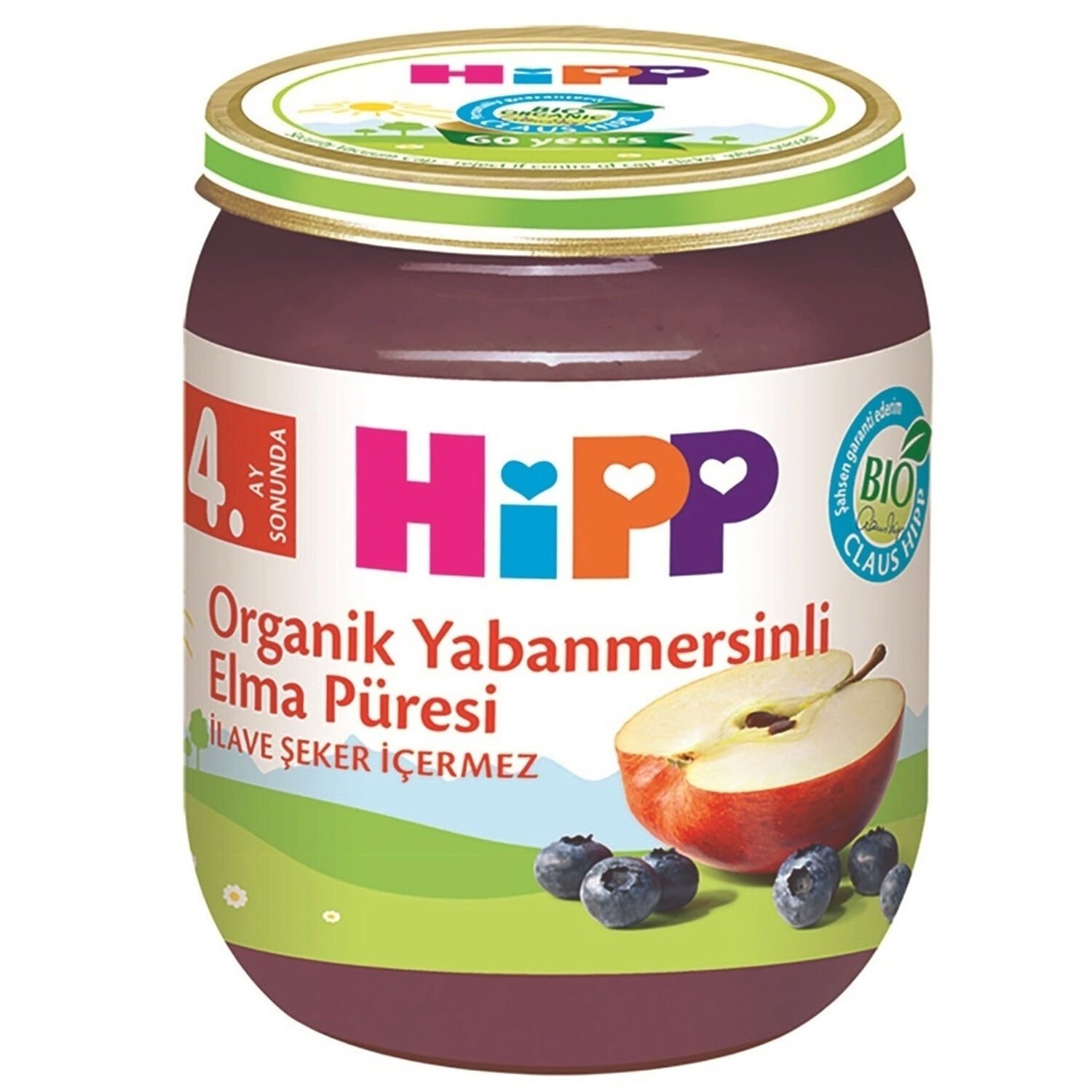 Hipp Kavanoz Maması Organik Yabanmersinli Elma Püresi 125 gr