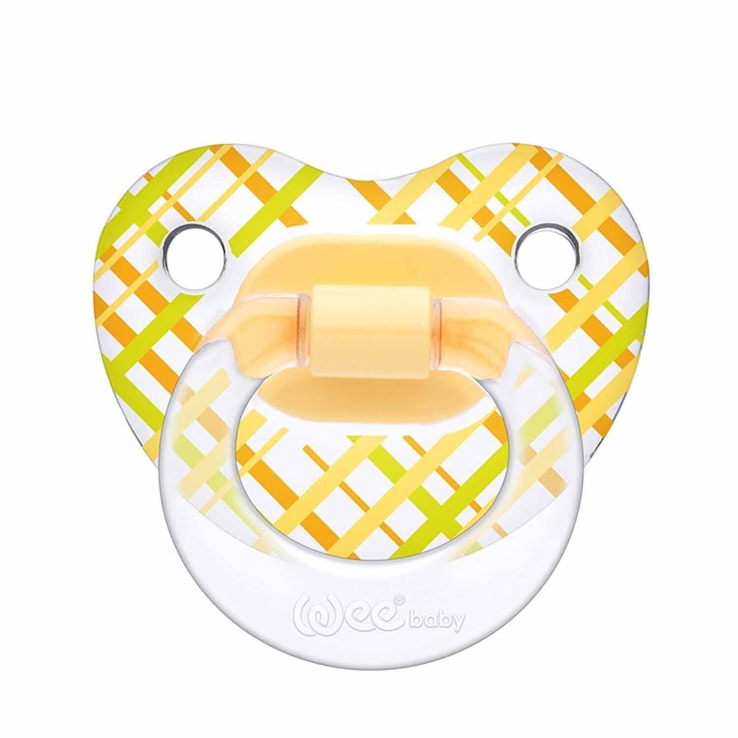 Wee Baby Şeffaf Desenli Damaklı No 2 Emzik 6-18 Ay Sarı