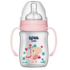 Wee Baby Klasik Geniş Ağızlı Kulplu Biberon 150 ml Mavi