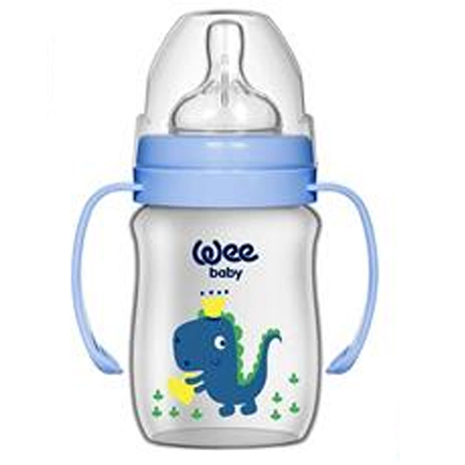 Wee Baby Klasik Geniş Ağızlı Kulplu Biberon 150 ml Mavi