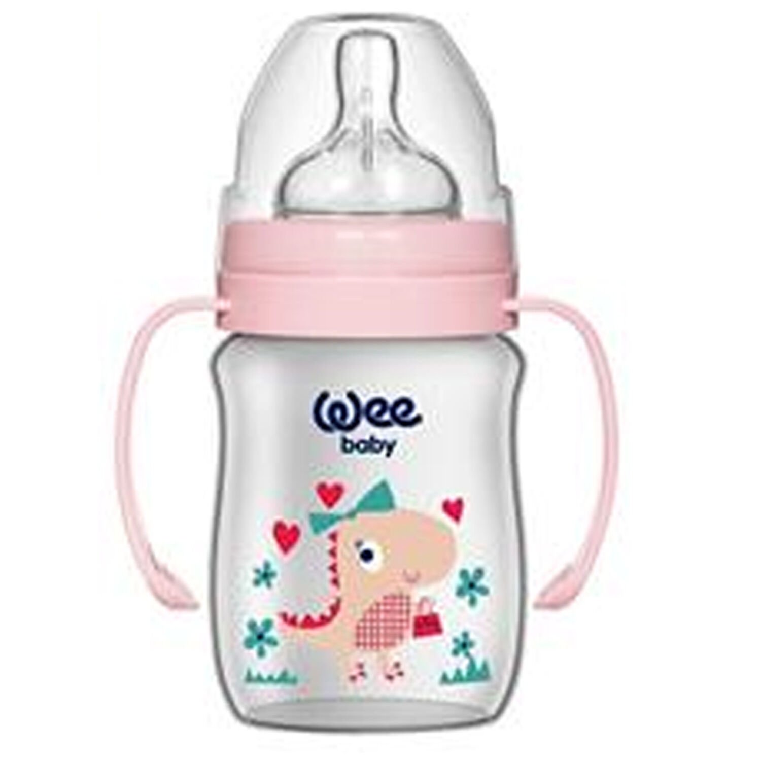 Wee Baby Klasik Geniş Ağızlı Kulplu Biberon 150 ml Pembe