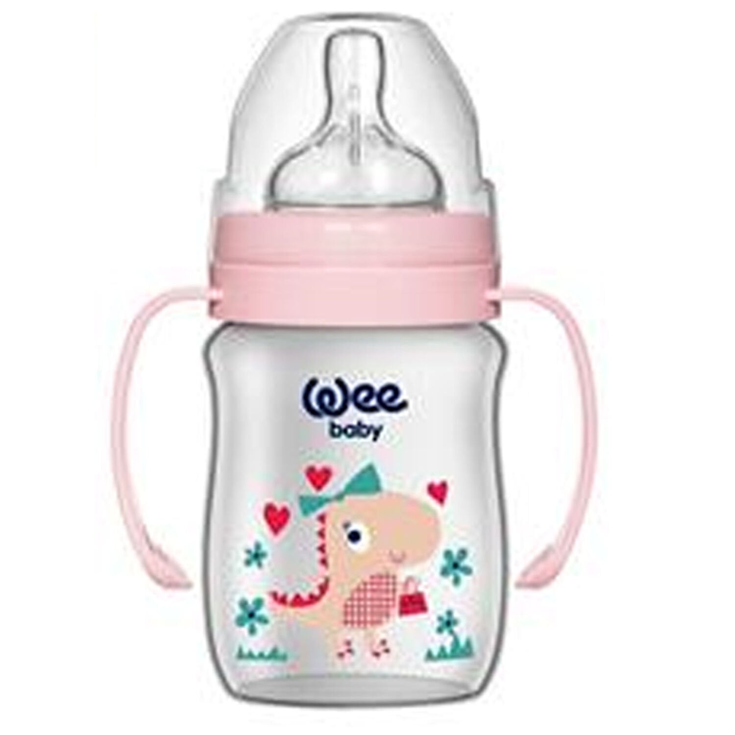 Wee Baby Klasik Geniş Ağızlı Kulplu Biberon 150 ml Pembe