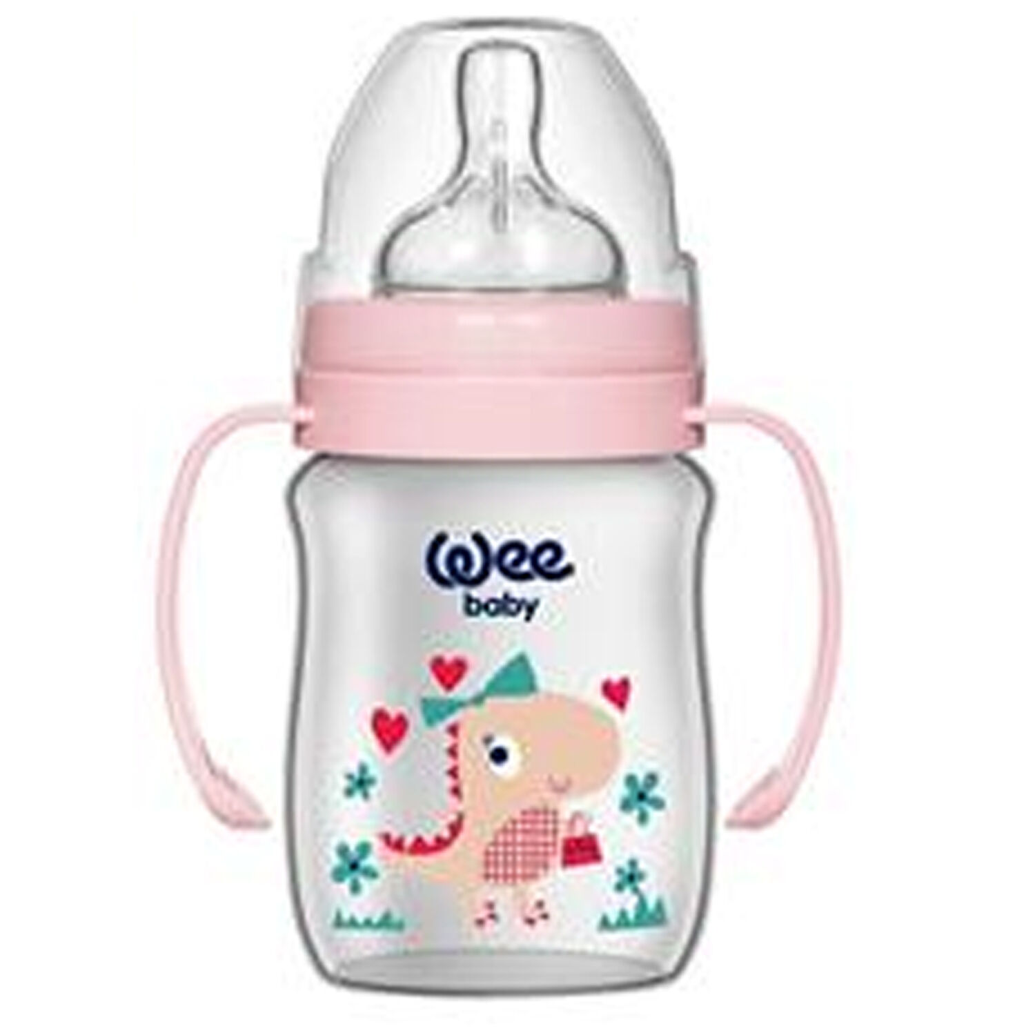 Wee Baby Klasik Geniş Ağızlı Kulplu Biberon 150 ml Pembe