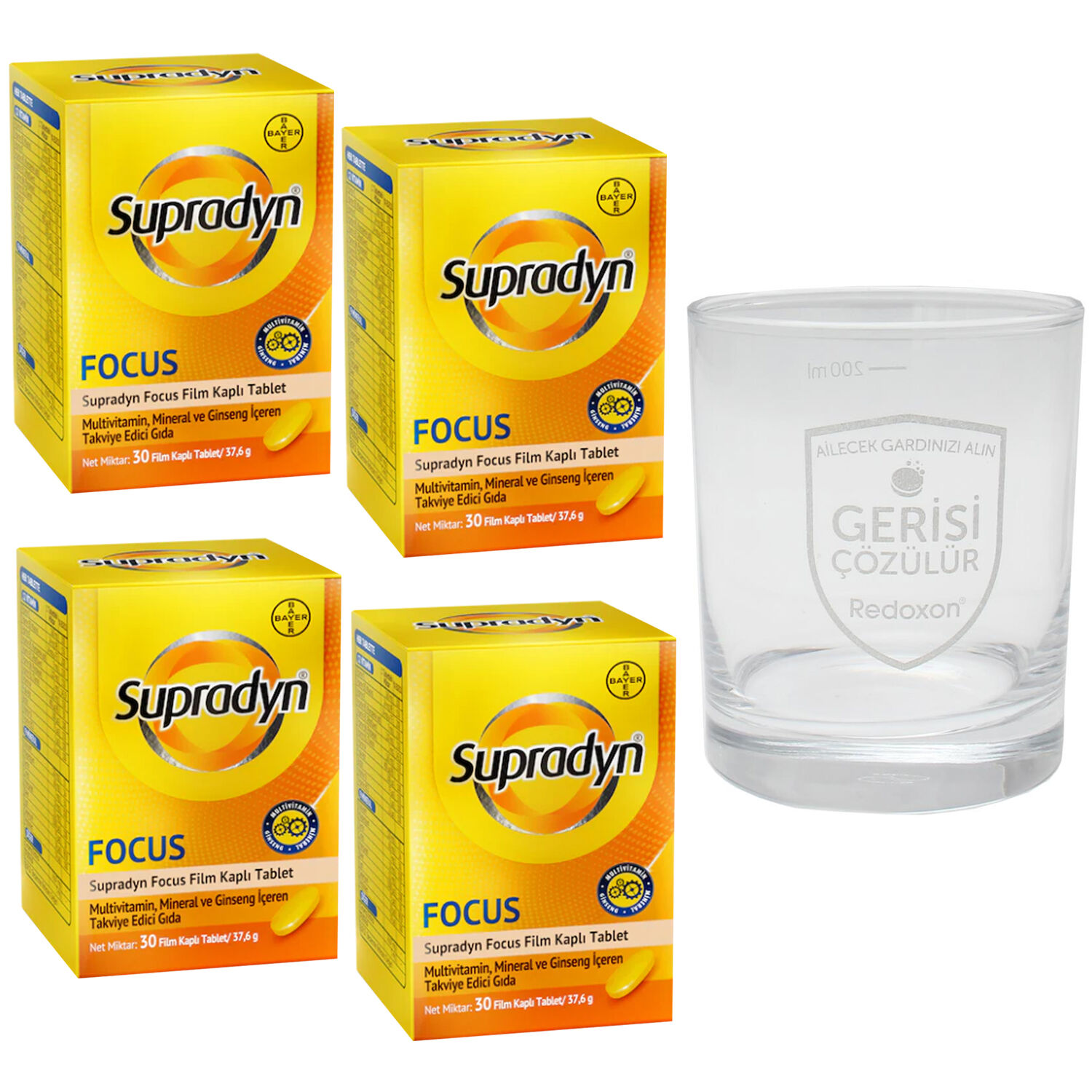 Supradyn Focus 30 Tablet 4 ADET + Cam Bardak Hediye
