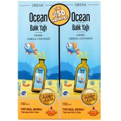 Ocean Balık Yağı Şurubu Portakal Aromalı 150 ml +150 ml 2 li Paket