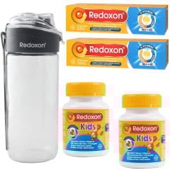 Redoxon Üçlü Etki 15 Efervesan Tablet 2 ADET + Redoxon Kids 60 Adet 2 ADET + Cam Matara HEDİYE