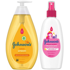 Johnsons Bebek Şampuanı 750 ml + Johnsons Işıldayan Parlaklık Kolay Tarama Spreyi 200 ml