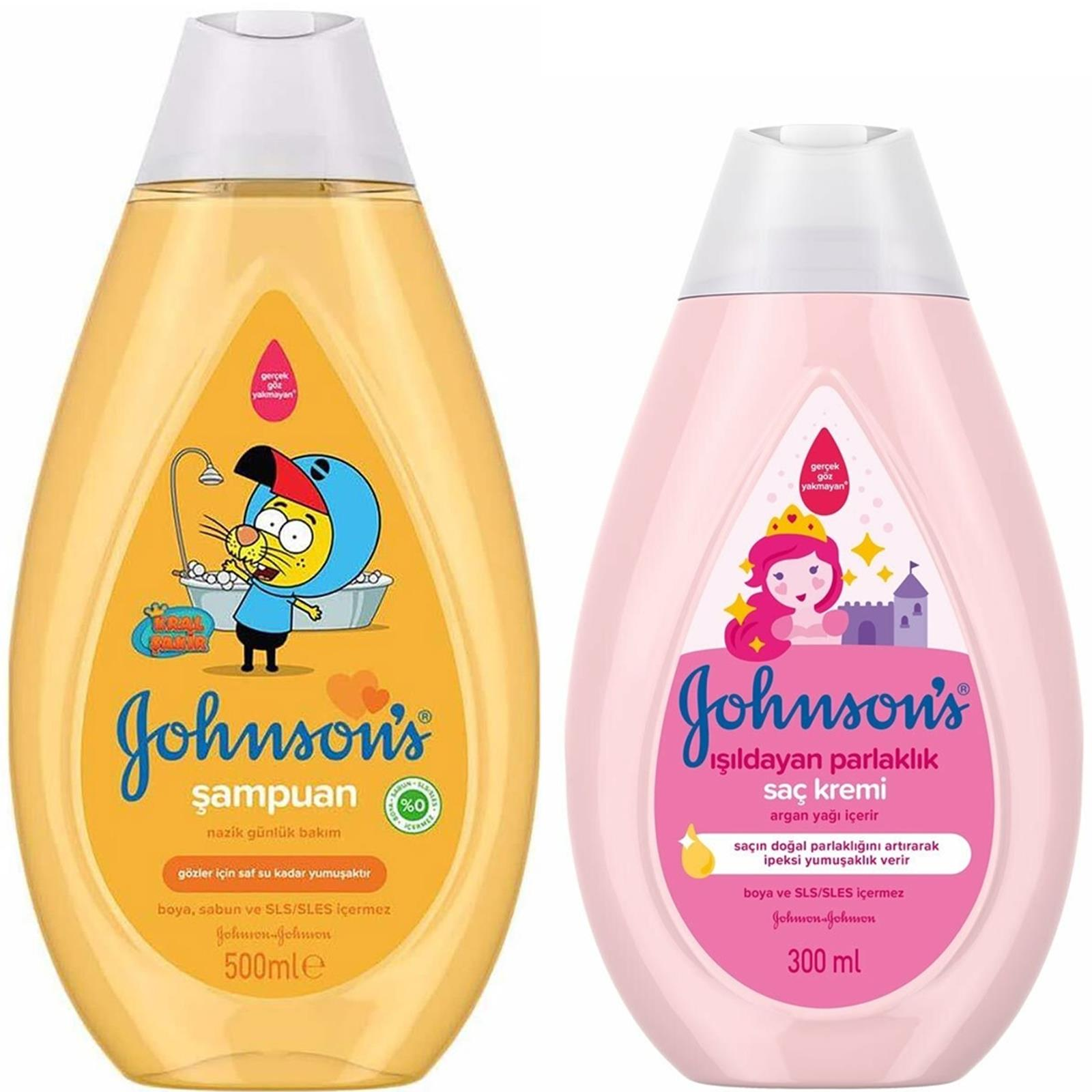 Johnsons Kral Şakir Bebek Şampuanı 500 ml + Johnsons Işıldayan Parlaklık Saç Kremi 300 ml