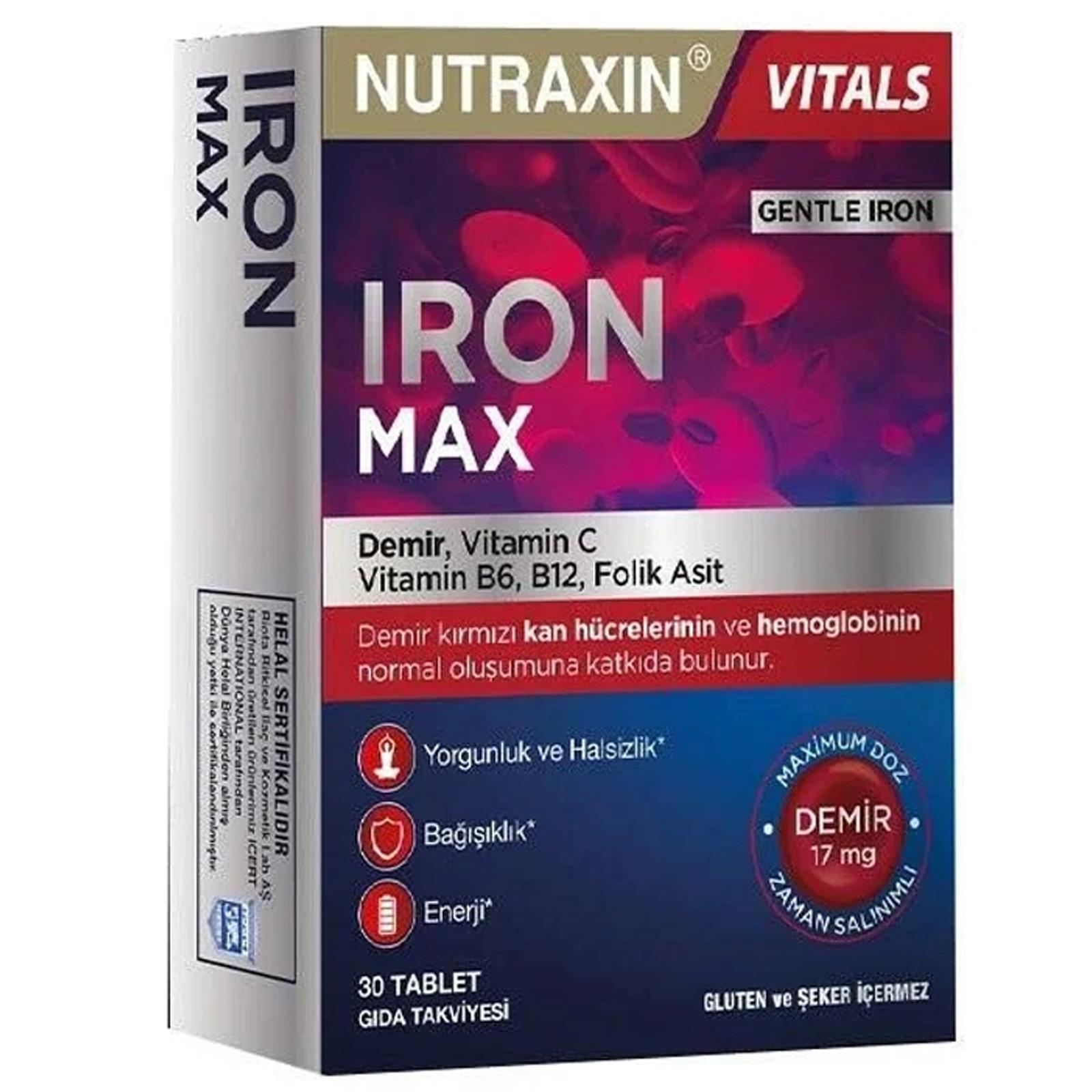 Nutraxin Iron Max Takviye Edici Gıda 30 Tablet