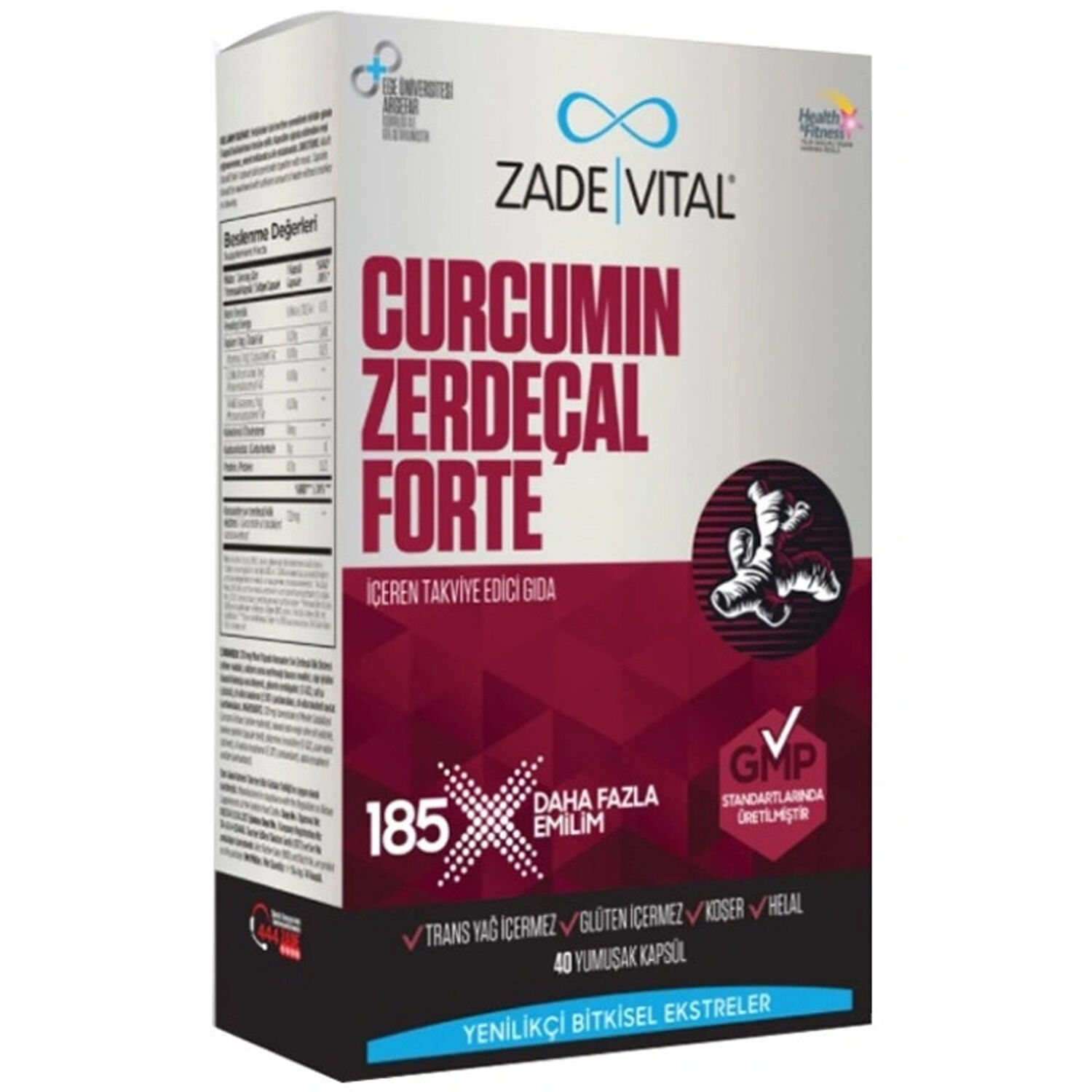 Zade Vital Curcumin Zerdeçal Forte 40 Kapsül