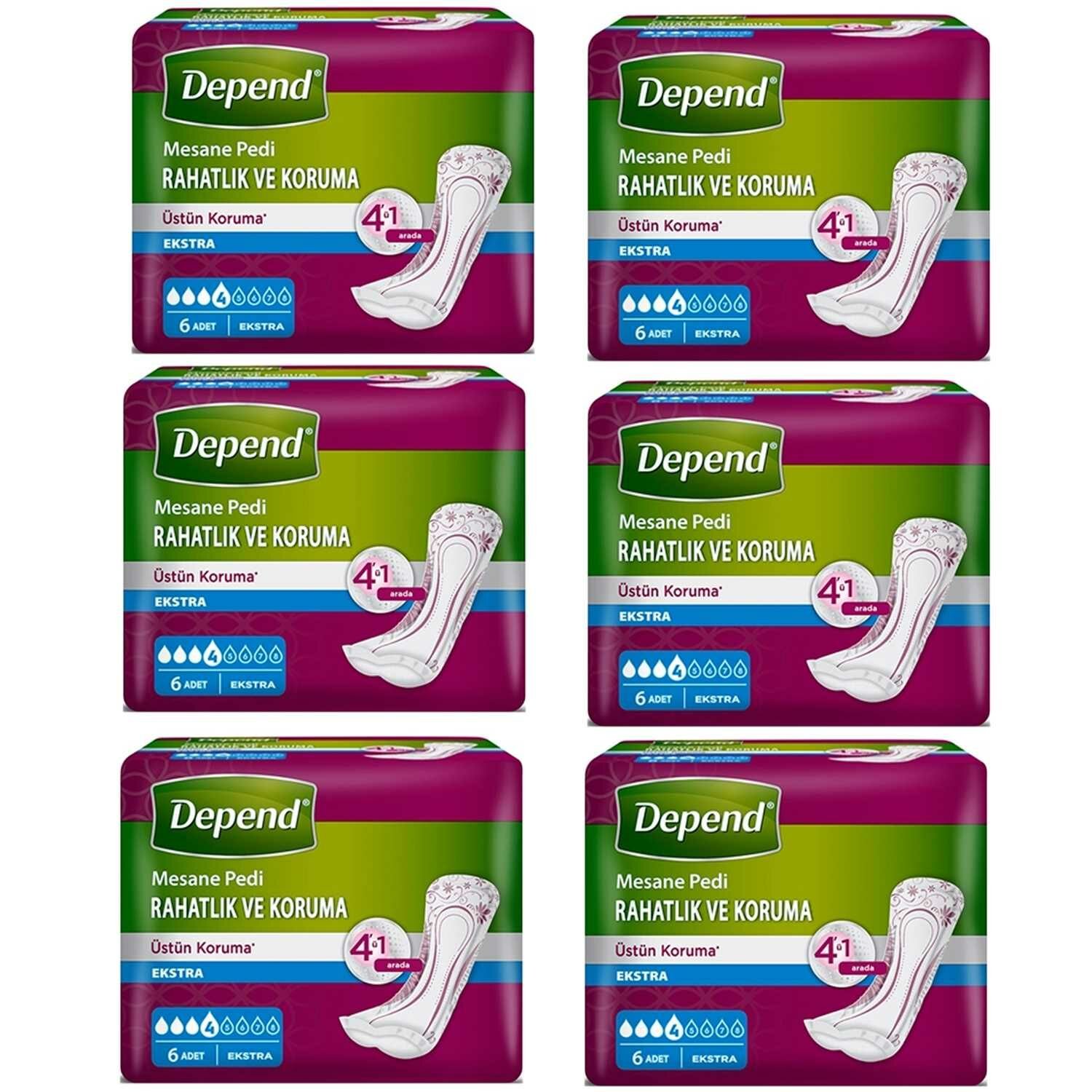 Depend Ekstra Rahatlık Ve Koruma Kadın Mesane Pedi 6 lı 6 ADET