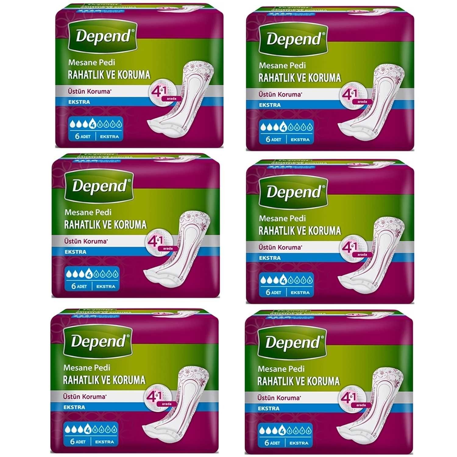 Depend Ekstra Rahatlık Ve Koruma Kadın Mesane Pedi 6 lı 6 ADET