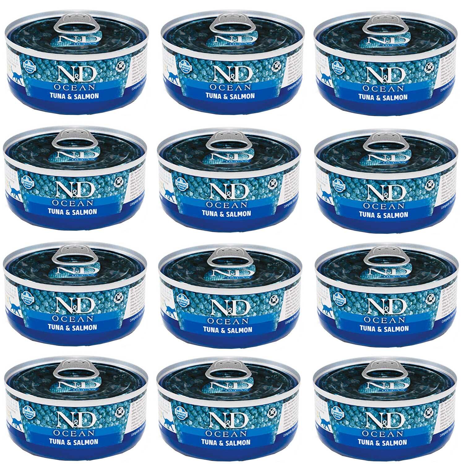 ND Ocean Ton Balığı Ve Somonlu Yetişkin Kedi Konservesi 70 gr 12 ADET