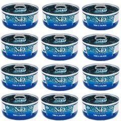 ND Ocean Ton Balığı Ve Somonlu Yetişkin Kedi Konservesi 70 gr 12 ADET