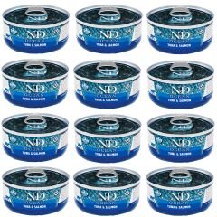 ND Ocean Ton Balığı Ve Somonlu Yetişkin Kedi Konservesi 70 gr 12 ADET