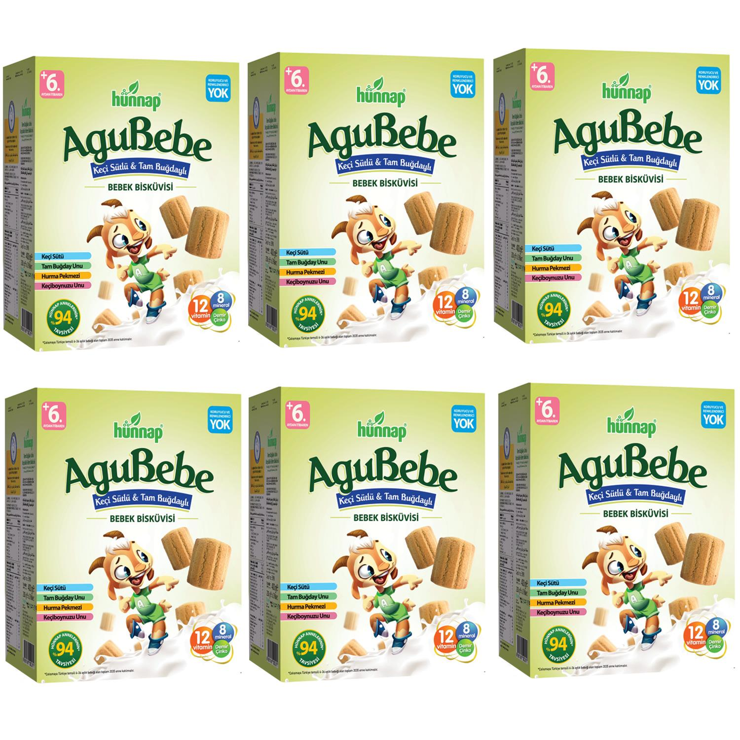 Hünnap Keçi Sütlü Bebek Bisküvisi 400 gr 6 ADET