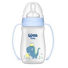 Wee Baby Klasik Geniş Ağızlı Kulplu Biberon 250 ml Mavi