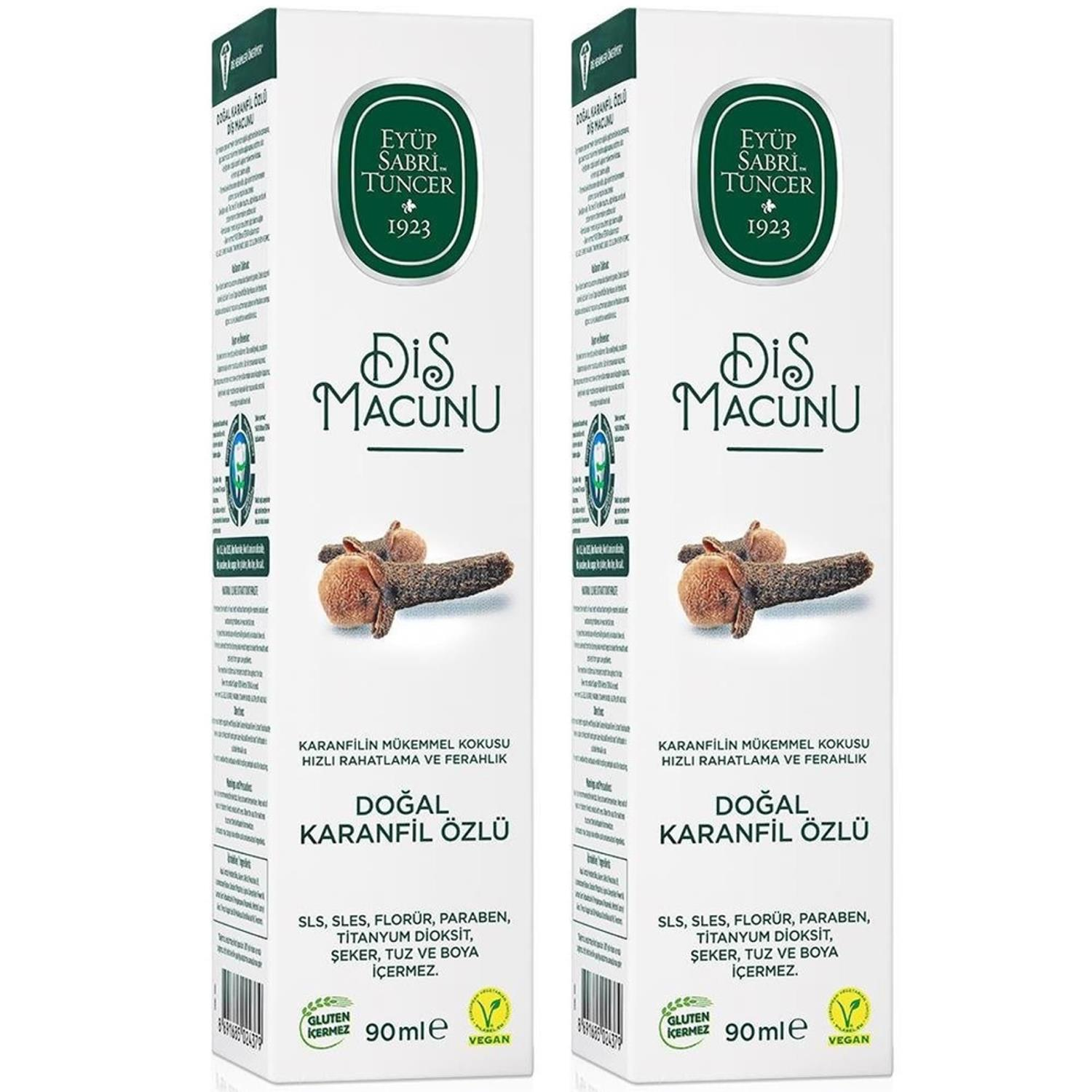 Eyüp Sabri Tuncer Doğal Karanfil Özlü Florürsüz Diş Macunu 90 ml 2 ADET