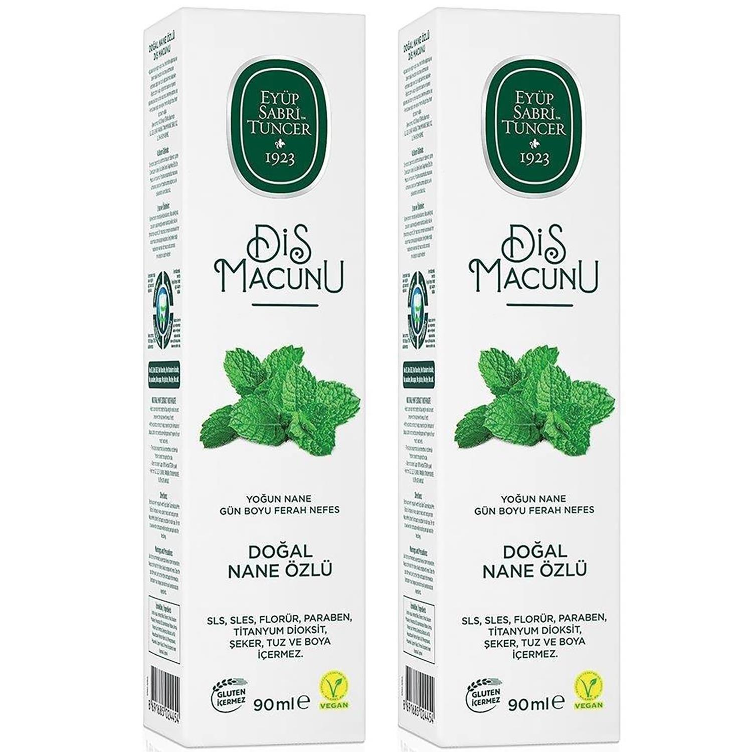 Eyüp Sabri Tuncer Doğal Nane Özlü Florürsüz Diş Macunu 90 ml 2 ADET