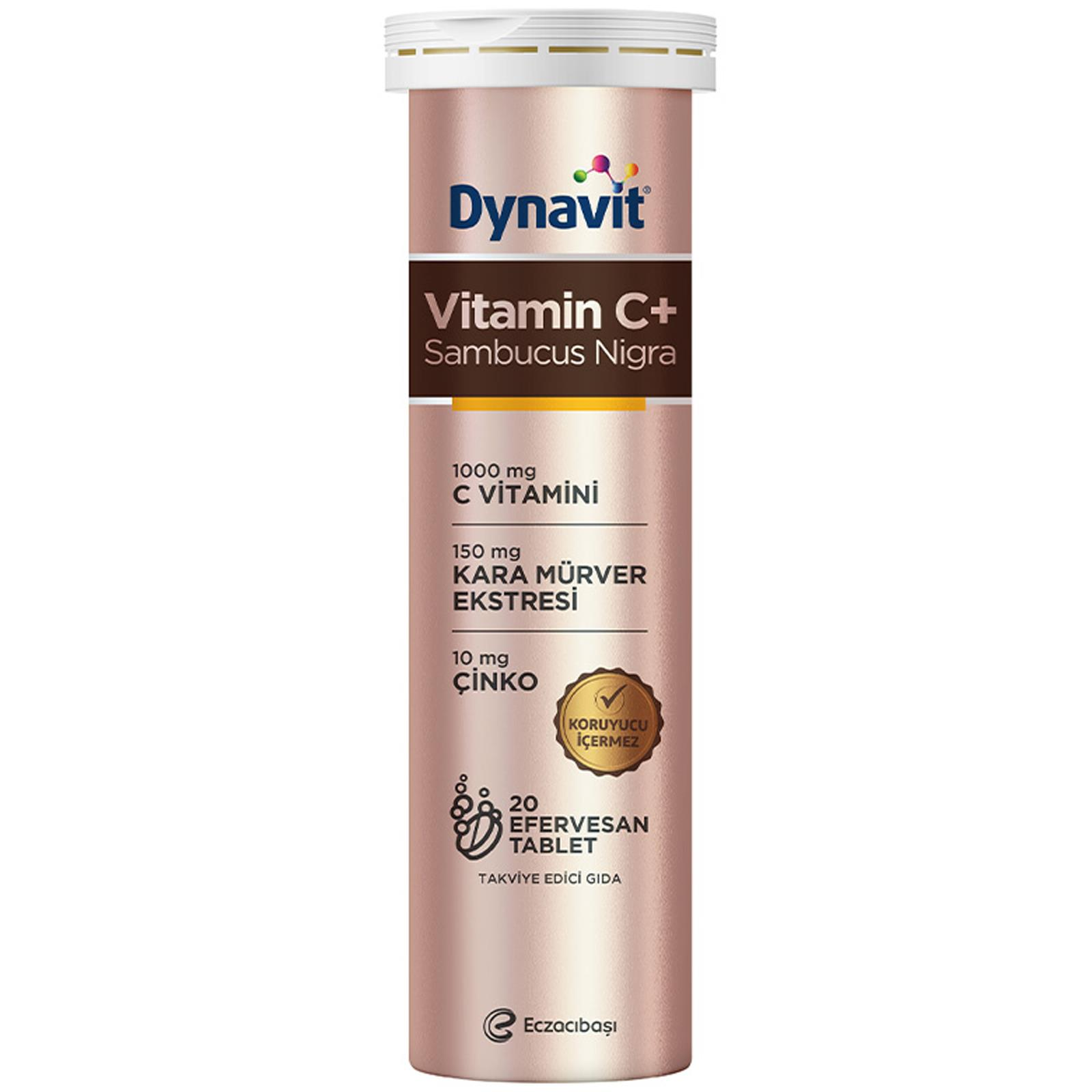 Dynavit Vitamin C Sambucus Nigra Çinko Efervesan 20 Tablet