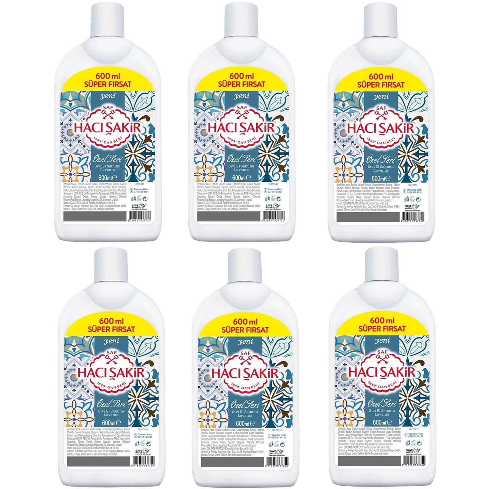 Hacı Şakir Özel Seri Sıvı El Sabunu Lavanta 600 ml 6 ADET
