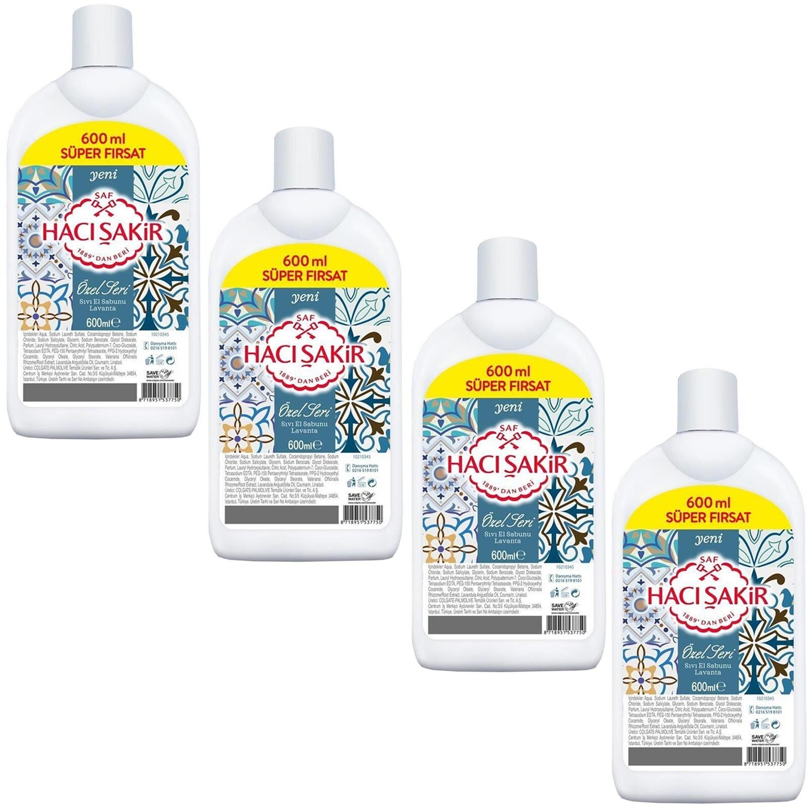 Hacı Şakir Özel Seri Sıvı El Sabunu Lavanta 600 ml 4 ADET
