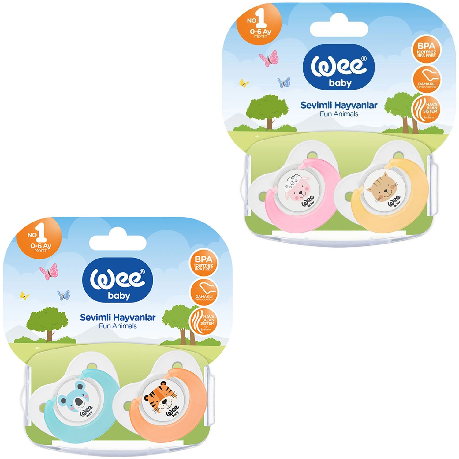 Wee Baby Sevimli Hayvanlar Damaklı No 1 0-6 Ay 2'li Emzik