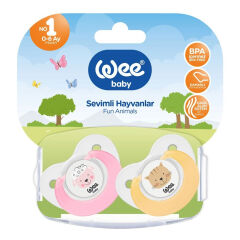 Wee Baby Sevimli Hayvanlar Damaklı No 1 0-6 Ay 2'li Emzik Pembe