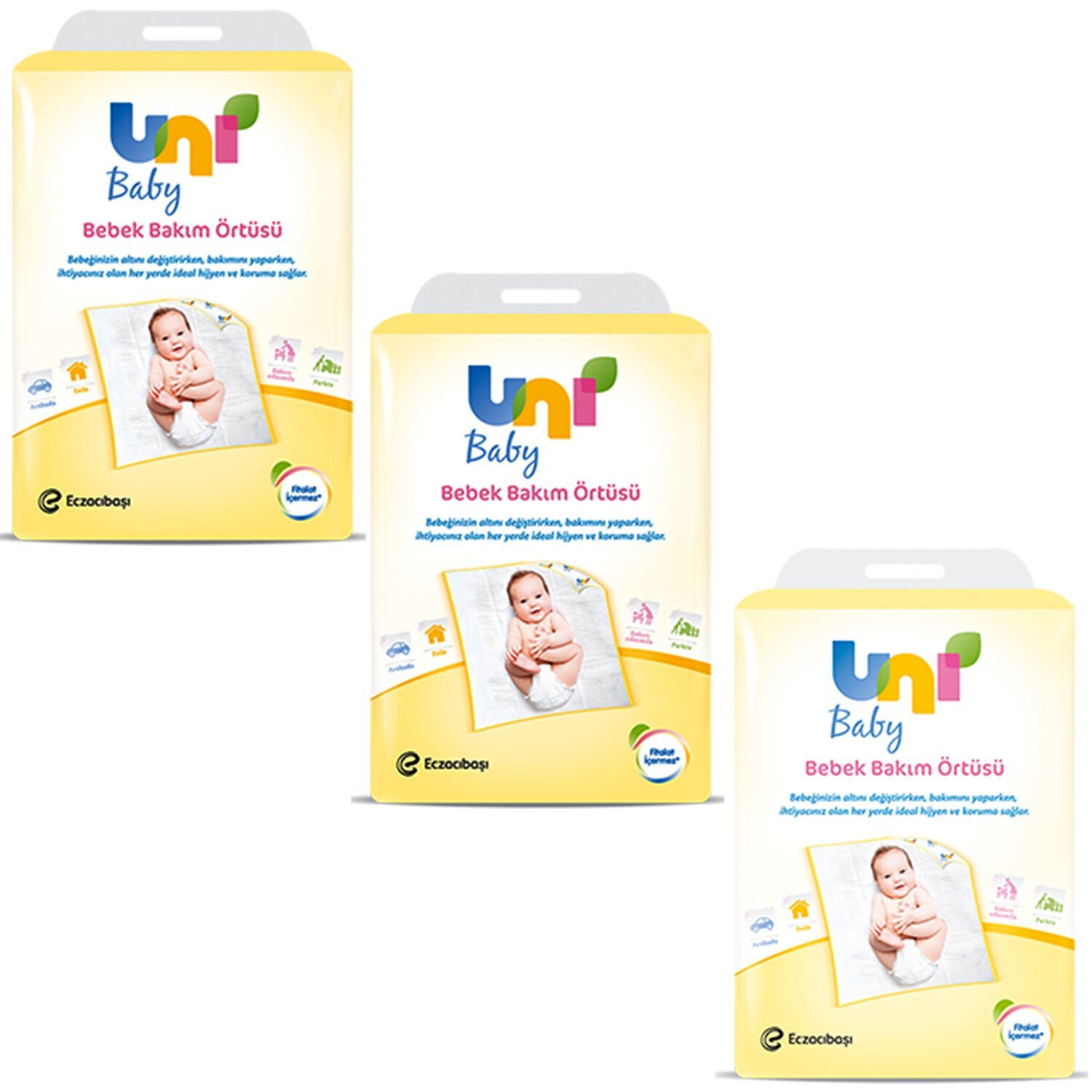 Uni Baby Bebek Bakım Örtüsü 60x60 10 Lu 3 ADET