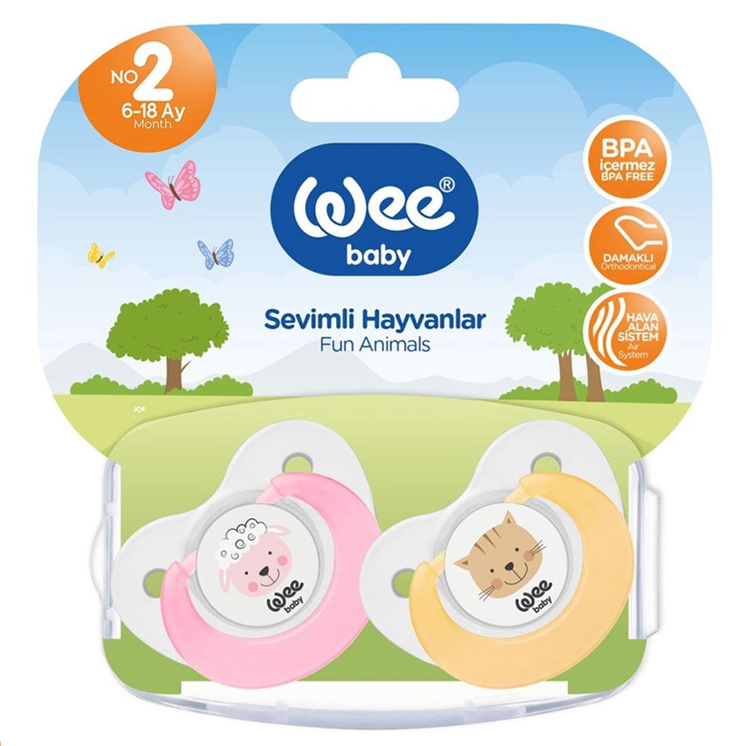 Wee Baby Sevimli Hayvanlar Damaklı No 2 6-18 Ay 2'li Emzik Pembe