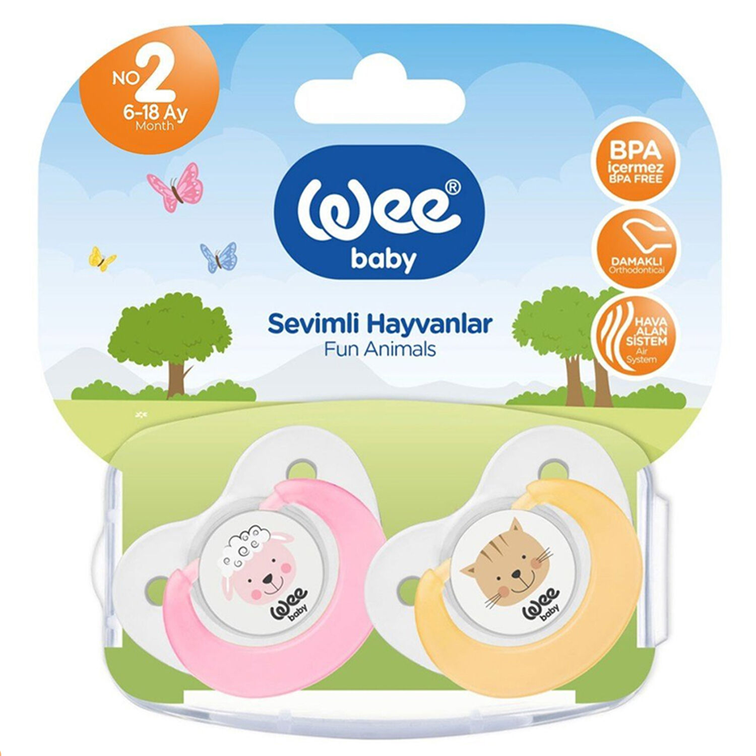 Wee Baby Sevimli Hayvanlar Damaklı No 2 6-18 Ay 2'li Emzik Pembe