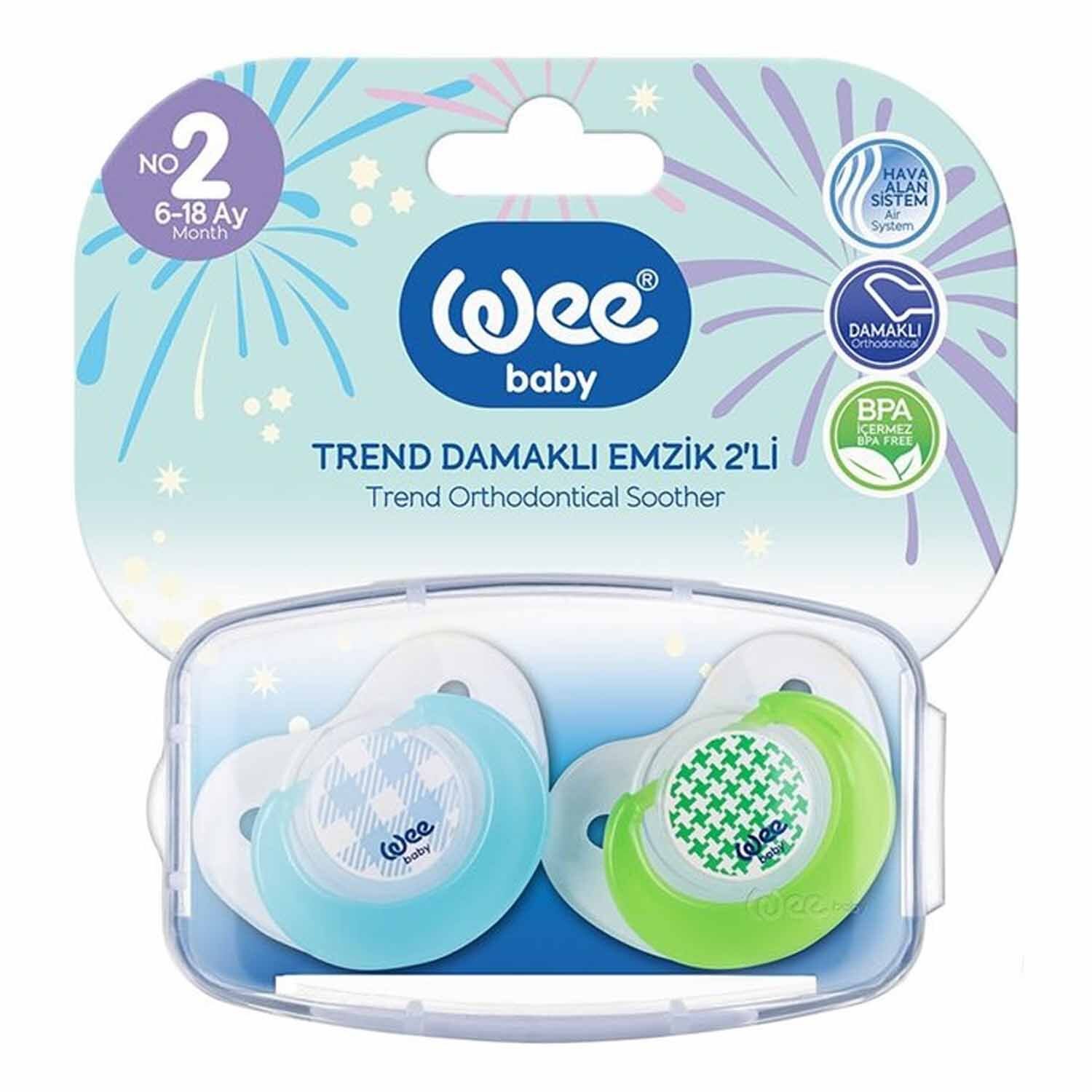 Wee Baby 155 Trend Damaklı 2 li 6-18 Ay Emzik Mavi