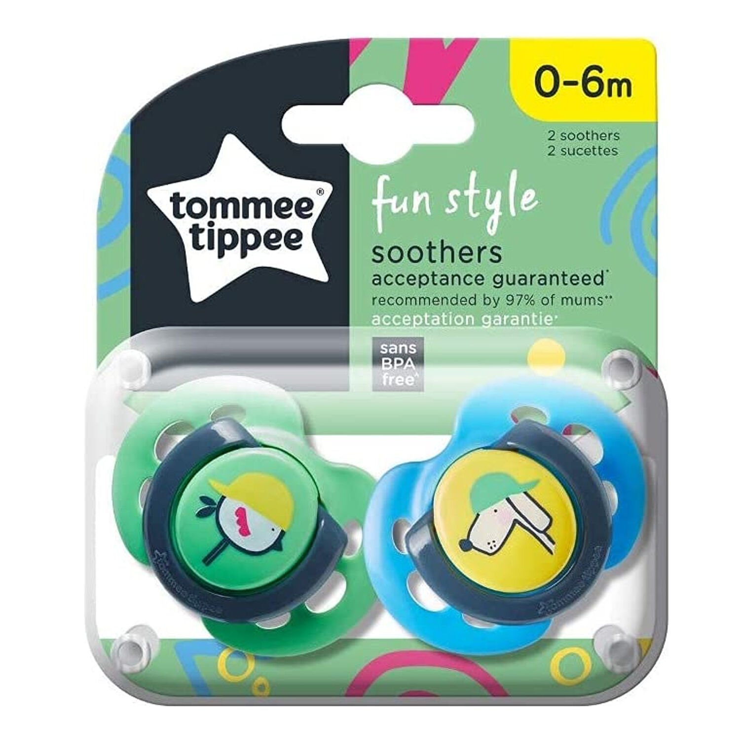 Tommee Tippee Fun Style Ortodontik Emzik 2'li 0-6 Ay Desenli Yeşil