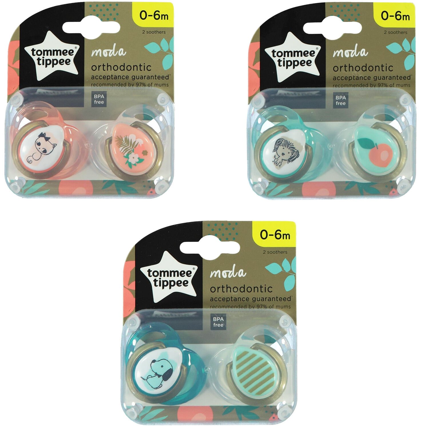 Tommee Tippee Moda Ortodontik 2'li Emzik 0-6 Ay Desenli