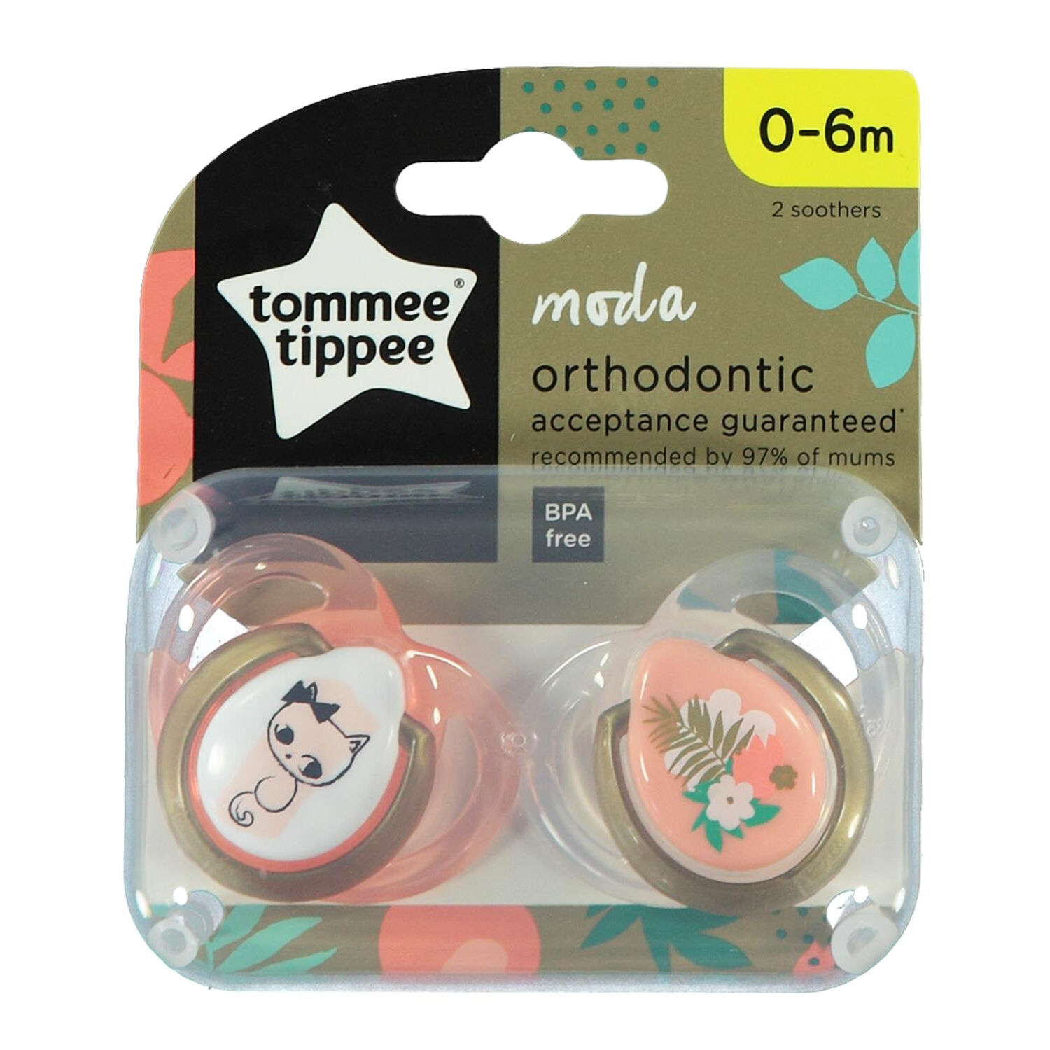 Tommee Tippee Moda Ortodontik 2'li Emzik 0-6 Ay Desenli Pembe