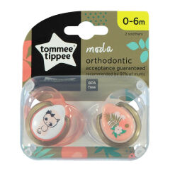 Tommee Tippee Moda Ortodontik 2'li Emzik 0-6 Ay Desenli Pembe