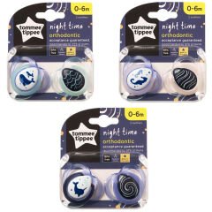Tommee Tippee Ortodontik Gece Emziği 2'li 0-6 Ay Desenli