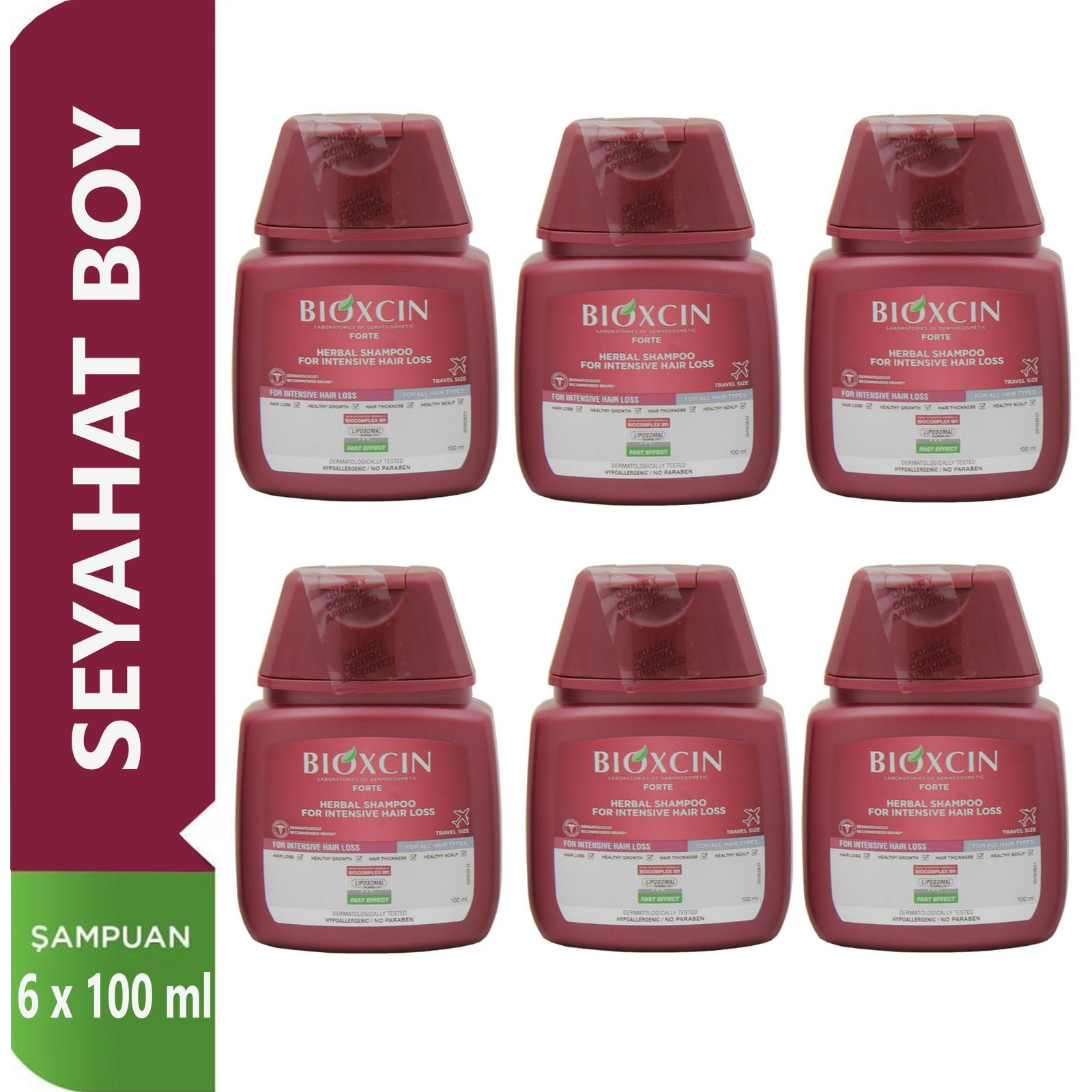 Bioxcin Forte Saç Dökülmesine Karşı Bitkisel Şampuan 100 ml Seyahat Boy 6 ADET
