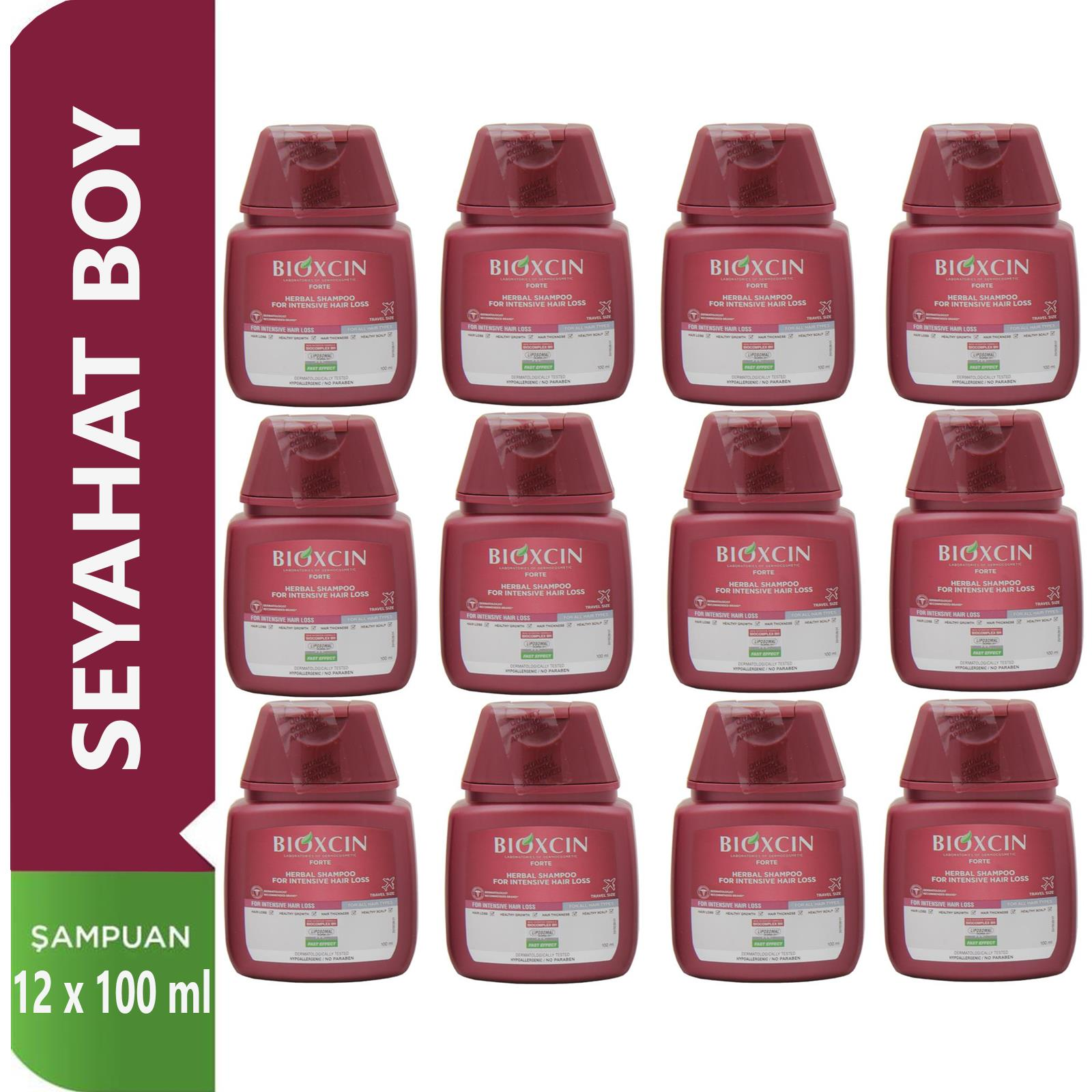 Bioxcin Forte Saç Dökülmesine Karşı Bitkisel Şampuan 100 ml Seyahat Boy 12 ADET