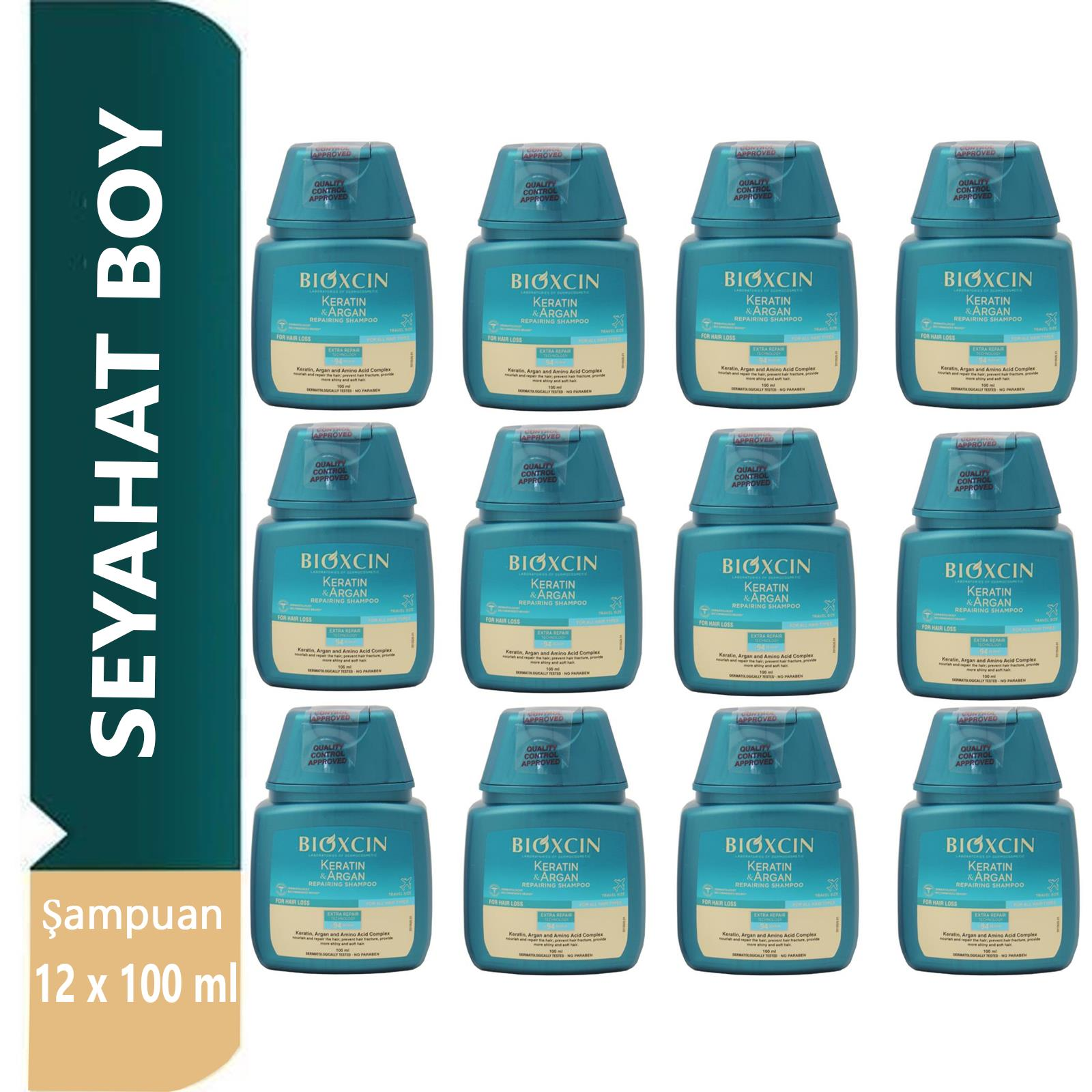 Bioxcin Keratin Ve Argan Onarıcı Şampuan 100 ml Seyahat Boy 12 ADET