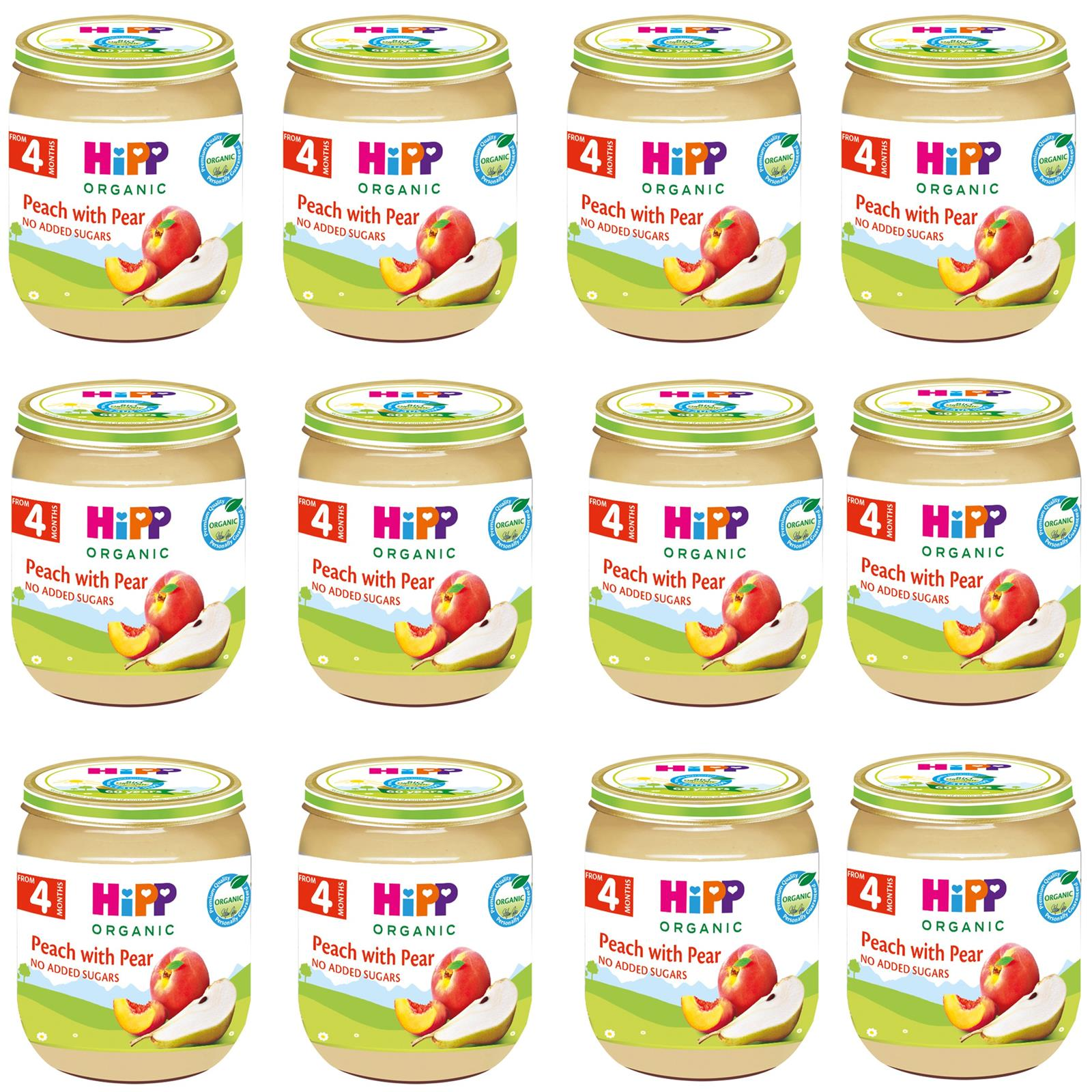 Hipp Kavanoz Maması Organik Armutlu Şeftali Püresi 125 gr 12 ADET