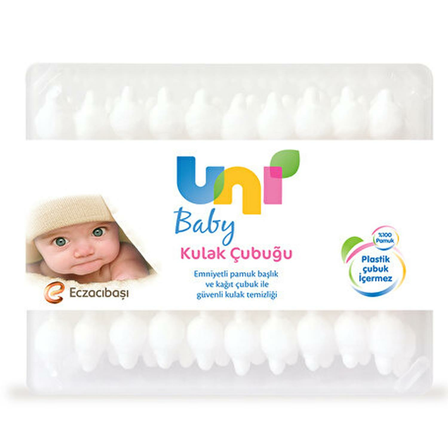 Uni Baby Emniyetli Kulak Çubuğu 60 Adet
