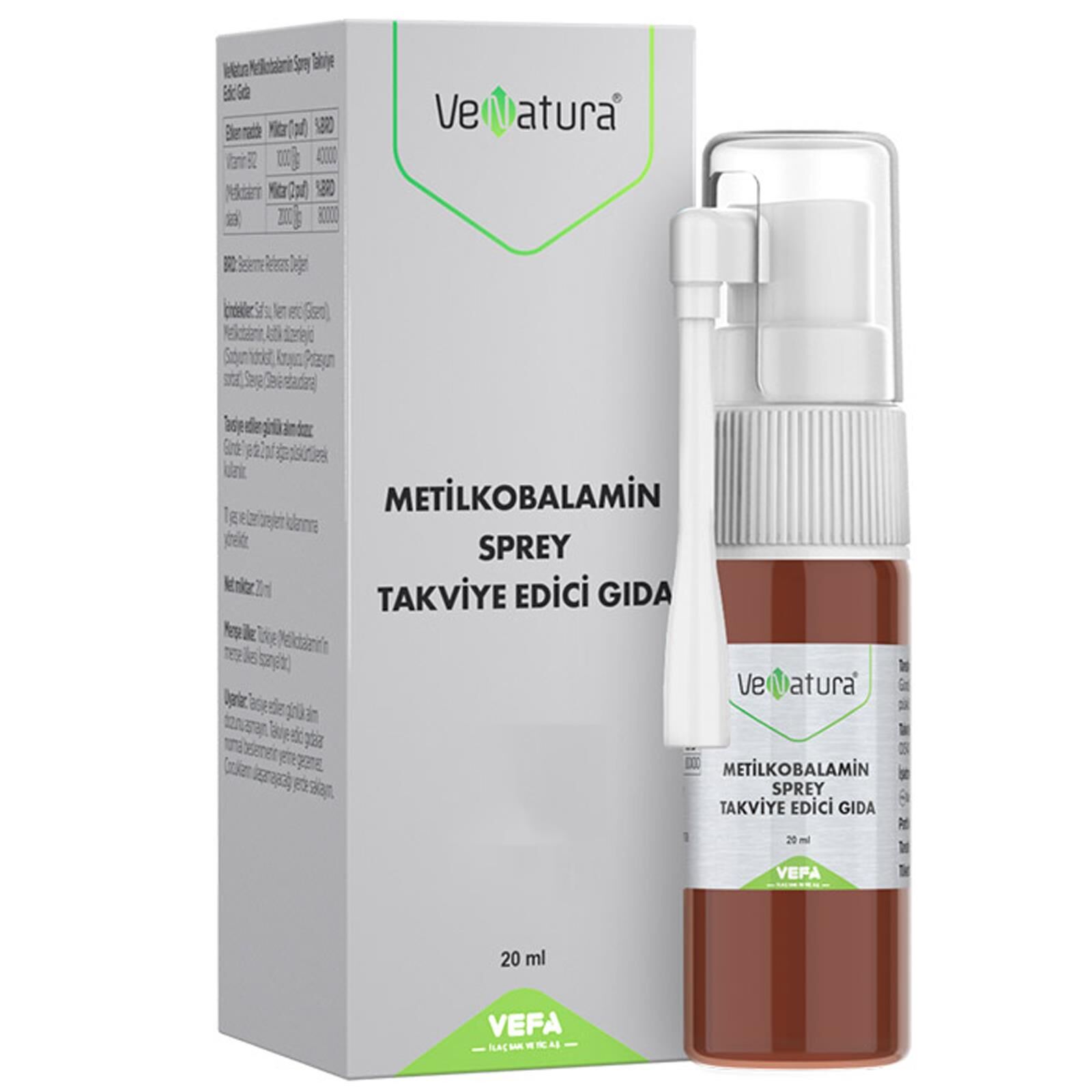 Venatura Metilkobalamin Sprey Takviye Edici Gıda 20 ml