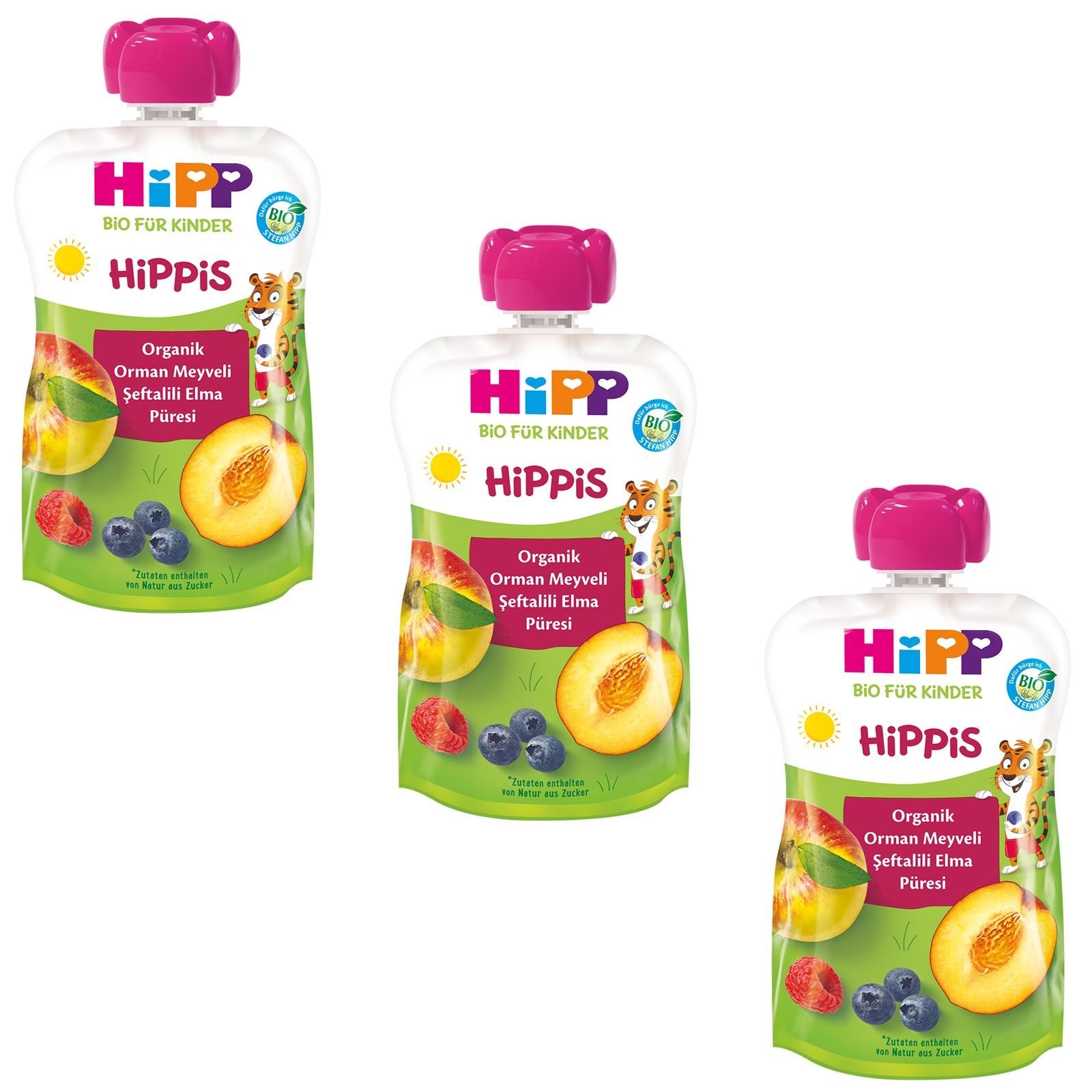 Hipp Organik Orman Meyveli Şeftalili Elma Püresi 100 gr 3 ADET